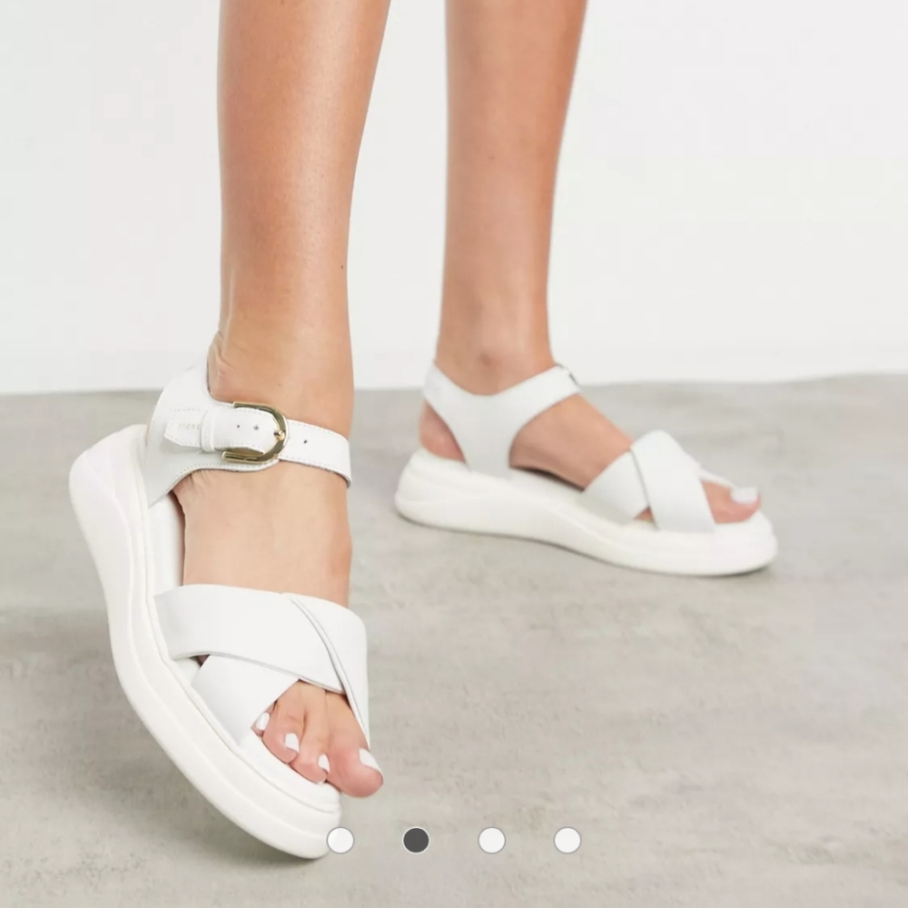 Fiorelli nora leather chunky sandals in cream/white
